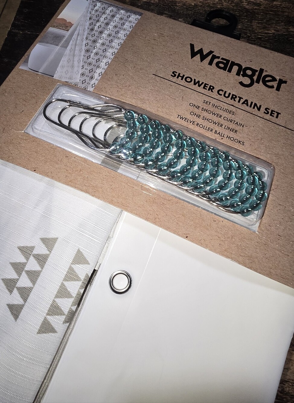 Wrangler Star Valley Shower Curtain Set White & Gray